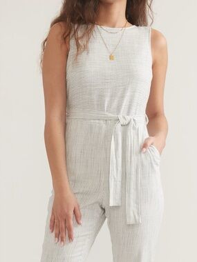 Marine Layer Eloise Belted Jumpsuit L